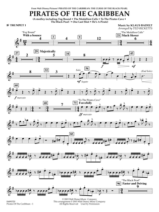 Book cover for Pirates of the Caribbean (arr. Ted Ricketts) - Bb Trumpet 1