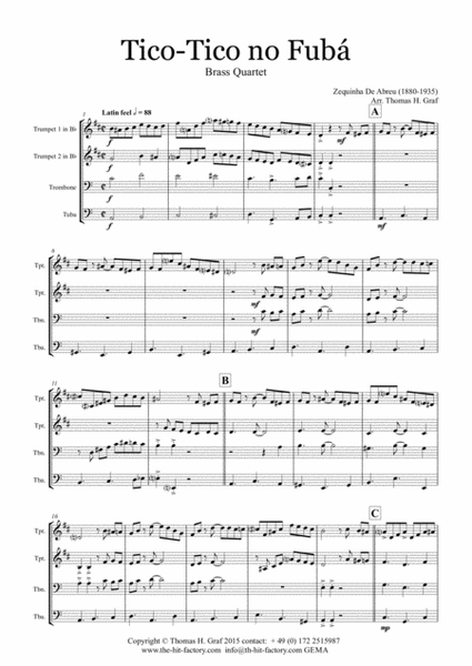 Tico-Tico no Fubá - Choro - Brass Quartet image number null