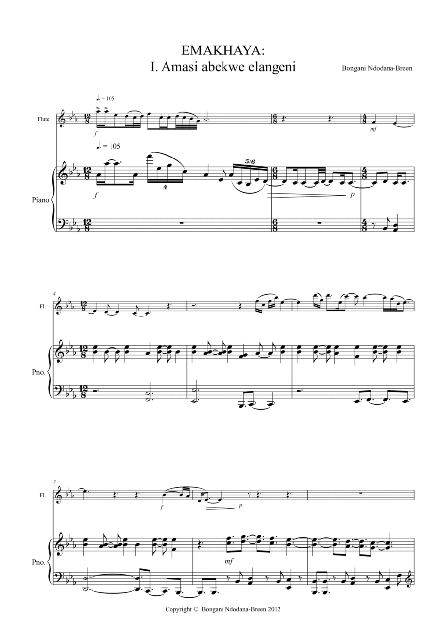 Emakhaya (Flute version) Flute Solo scores gallery preview page 1