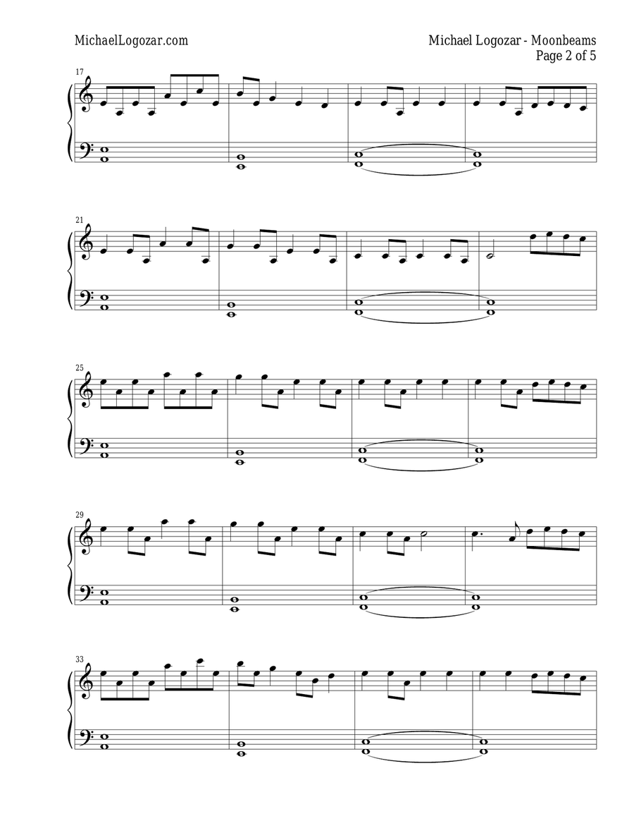 Moonbeams Moonbeams Piano Solo scores gallery preview page 2
