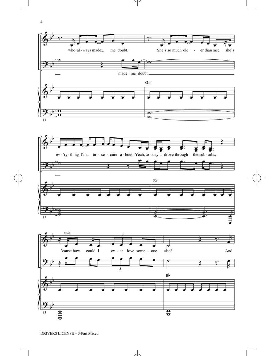drivers license (arr. Mark Brymer) 3-Part scores gallery preview page 3