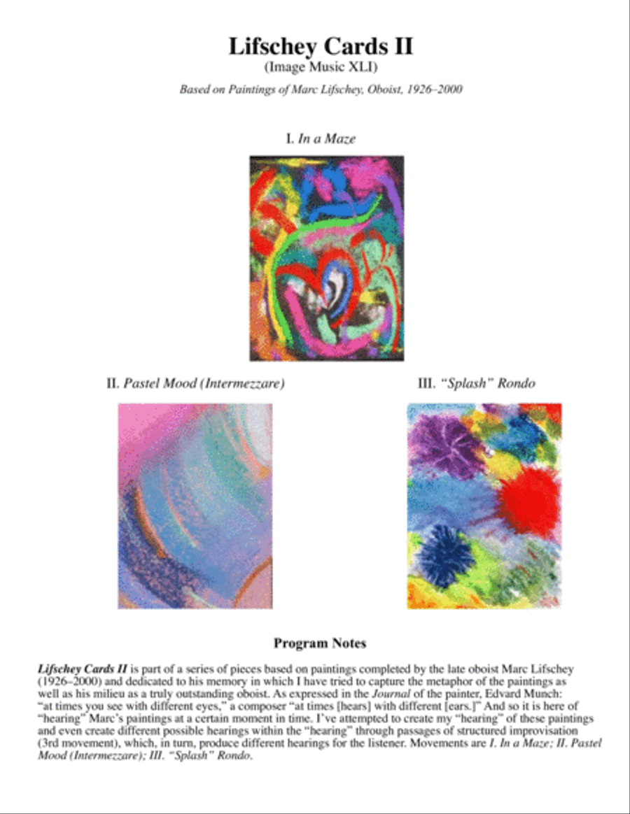 Lifschey Cards II for Oboe, Viola and Piano Small Ensemble scores gallery preview page 4