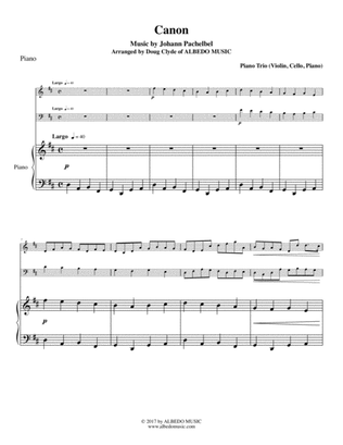 Book cover for Pachelbel's Canon for Piano Trio