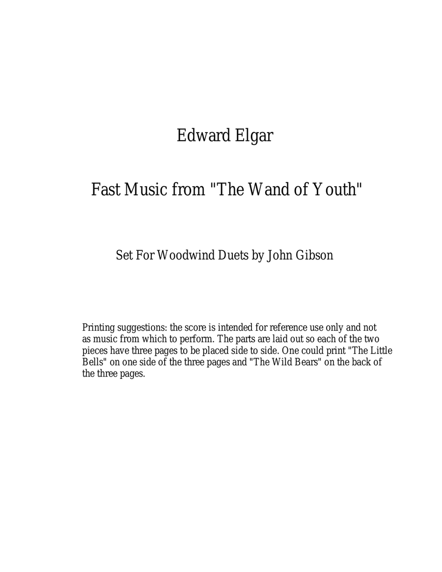 Elgar Scherzino and The Wild Bears for two clarinets Clarinet Duet scores gallery preview page 1