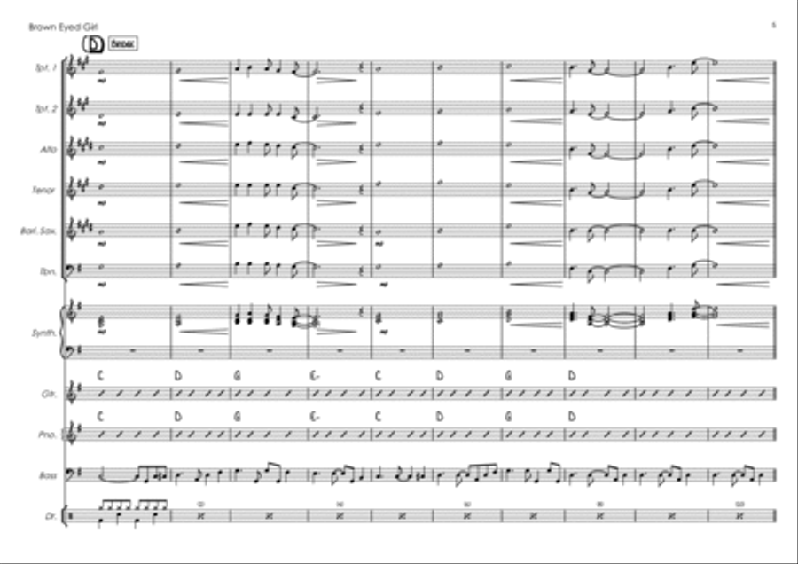 Brown Eyed Girl Jazz Ensemble scores gallery preview page 5