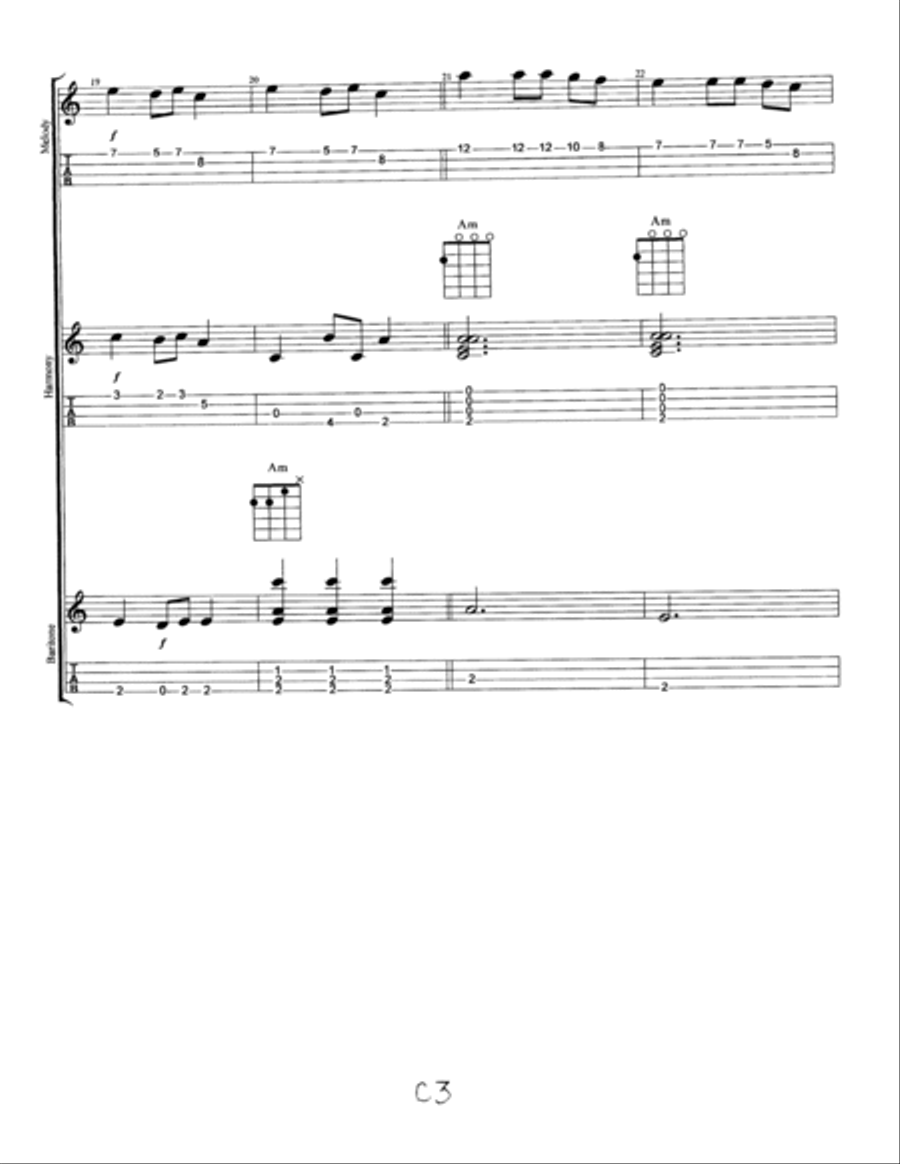 Shchedryk UKRAINIAN BELL CAROL (Carol Of The Bells instrumental) for UKULELE ENSEMBLE, notes & tabs Ukulele scores gallery preview page 5