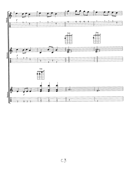 Shchedryk UKRAINIAN BELL CAROL (Carol Of The Bells instrumental) for UKULELE ENSEMBLE, notes & tabs image number null
