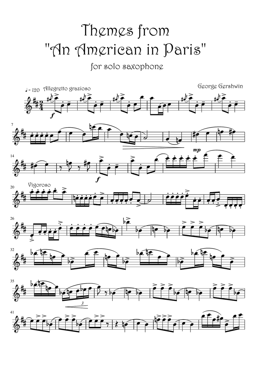 An American in Paris Sax Alto Saxophone scores gallery preview page 1