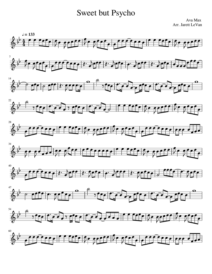 Sweet But Psycho Sweet But Psycho Alto Saxophone scores gallery preview page 1