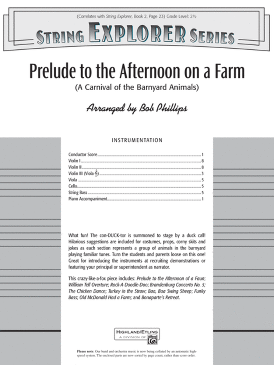 Prelude to the Afternoon on a Farm: Score