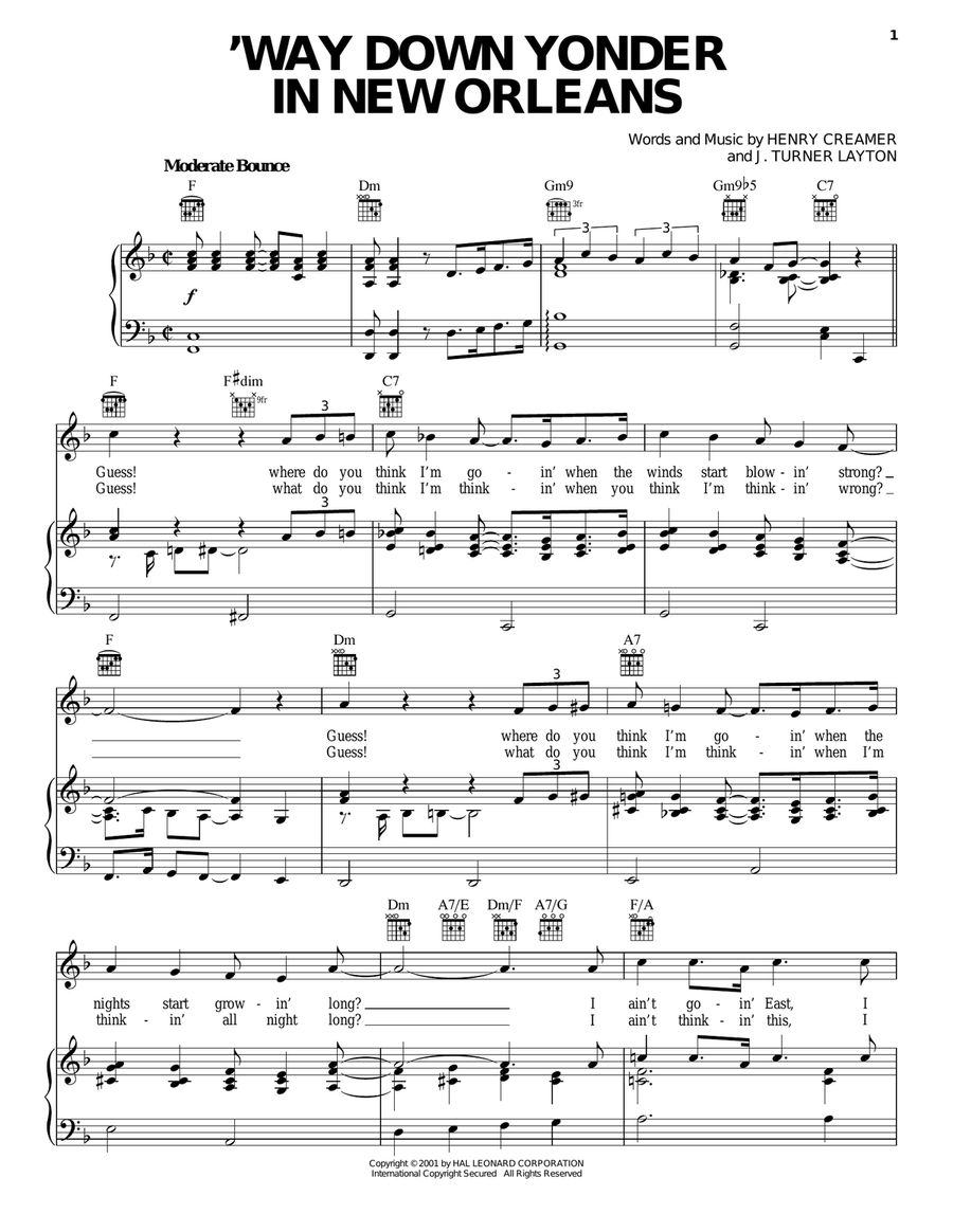 'Way Down Yonder In New Orleans Guitar scores gallery preview page 1