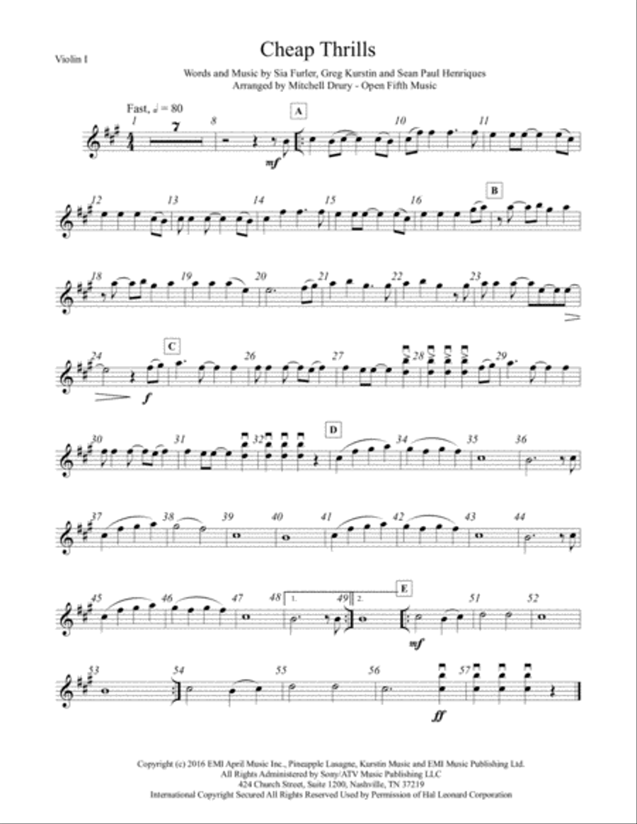 Cheap Thrills String Quartet scores gallery preview page 1