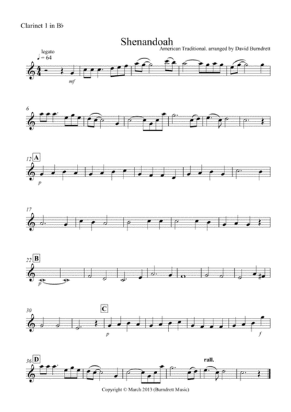 Shenandoah for Clarinet Quartet image number null