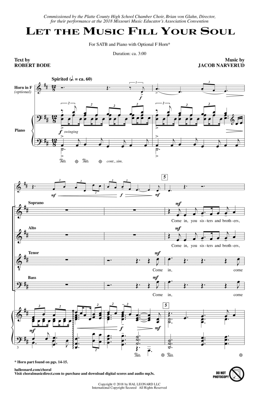 Let The Music Fill Your Soul 4-Part scores gallery preview page 1