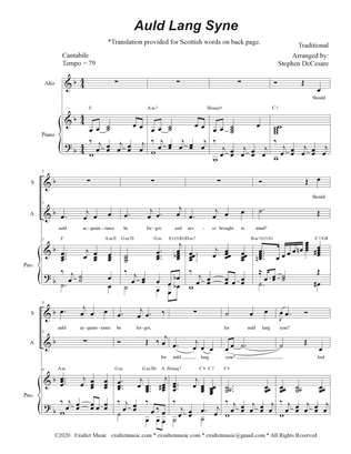 Auld Lang Syne (2-part choir - (SA)