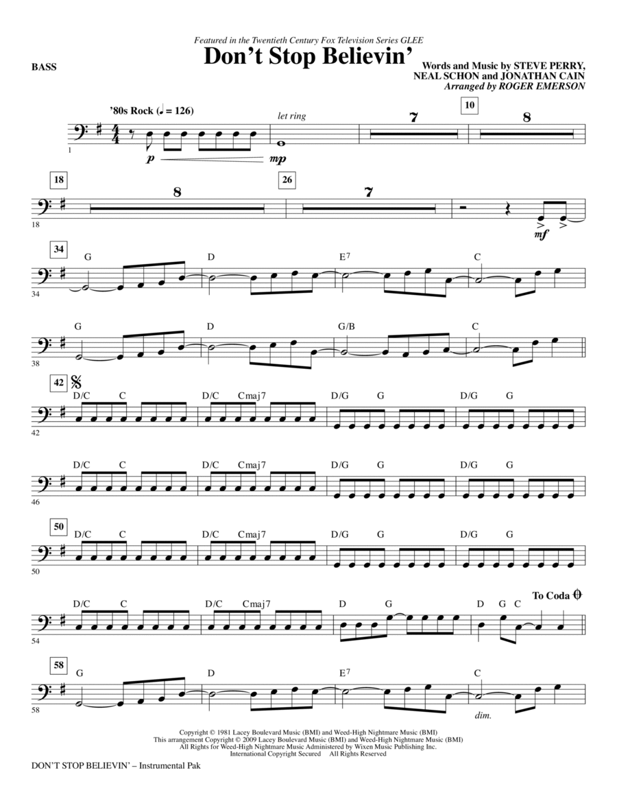 Don't Stop Believin' - Bass Choir scores gallery preview page 1