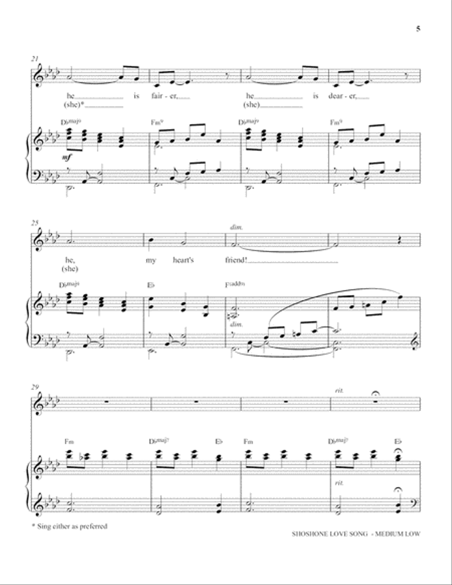 Shoshone Love Song (Medium Low Voice) (includes Audio) Choir scores gallery preview page 4