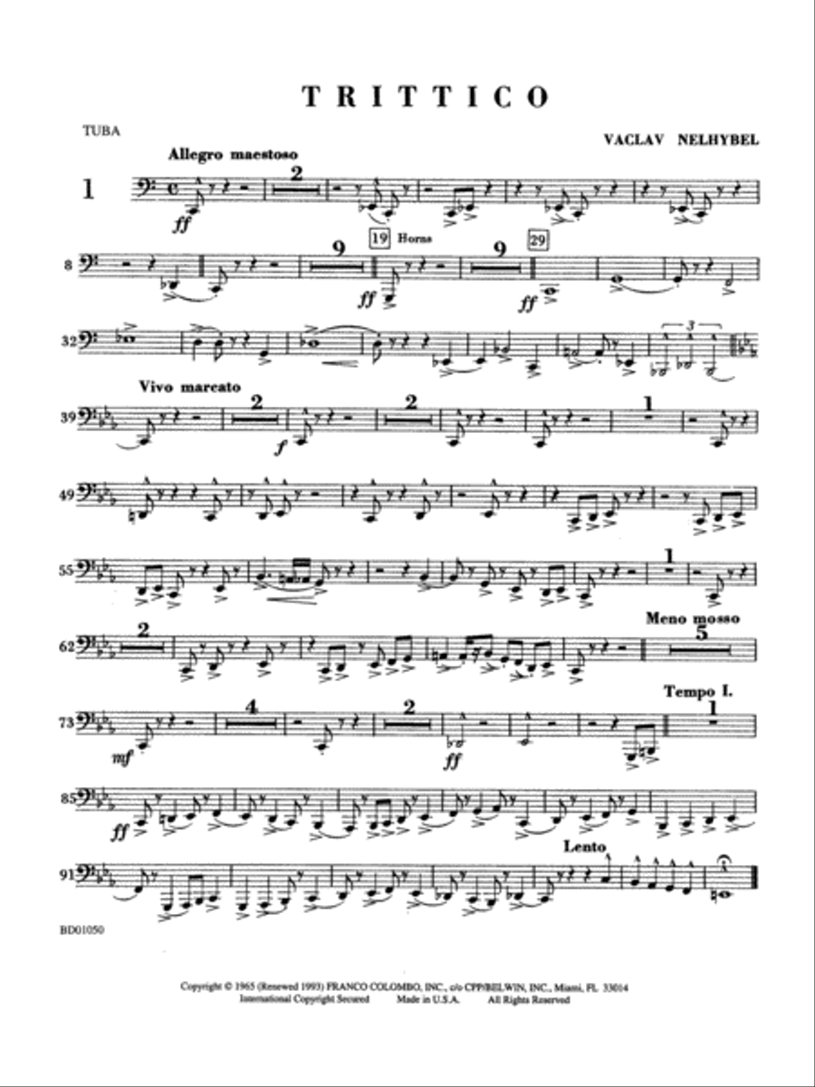 Trittico: Tuba Trittico: Tuba Concert Band scores gallery preview page 1