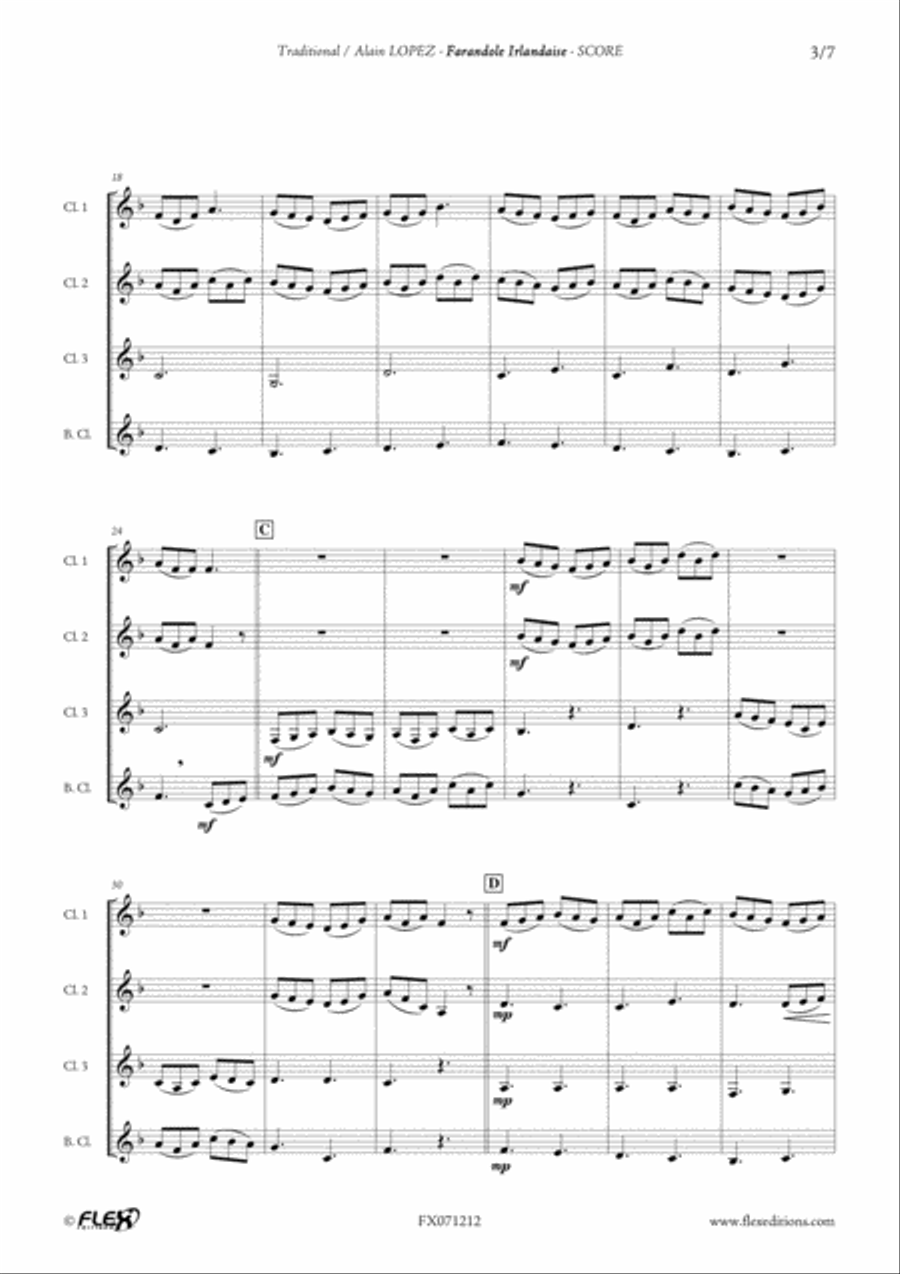 Farandole Irlandaise Farandole Irlandaise Clarinet Quartet scores gallery preview page 3