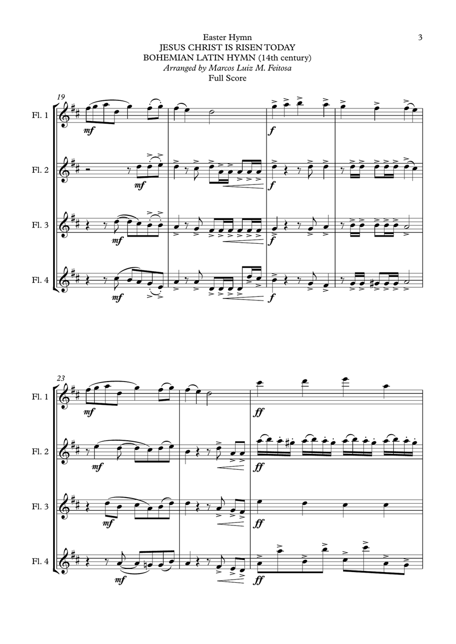 Easter Hymn (Jesus Christ is Risen Today) - Flute Quartet Flute Quartet scores gallery preview page 5