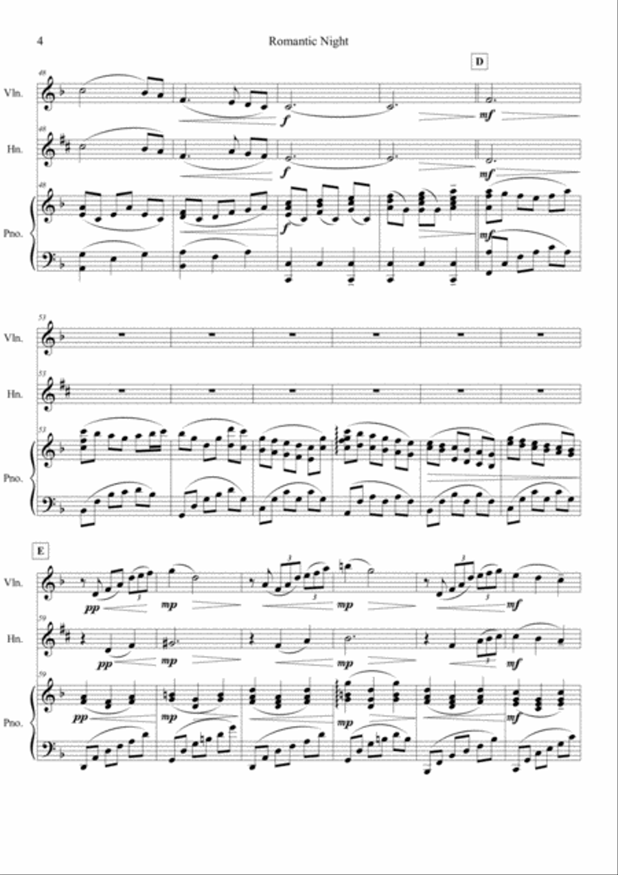Romantic Night (Violin, Tenor horn, Piano) Small Ensemble scores gallery preview page 4