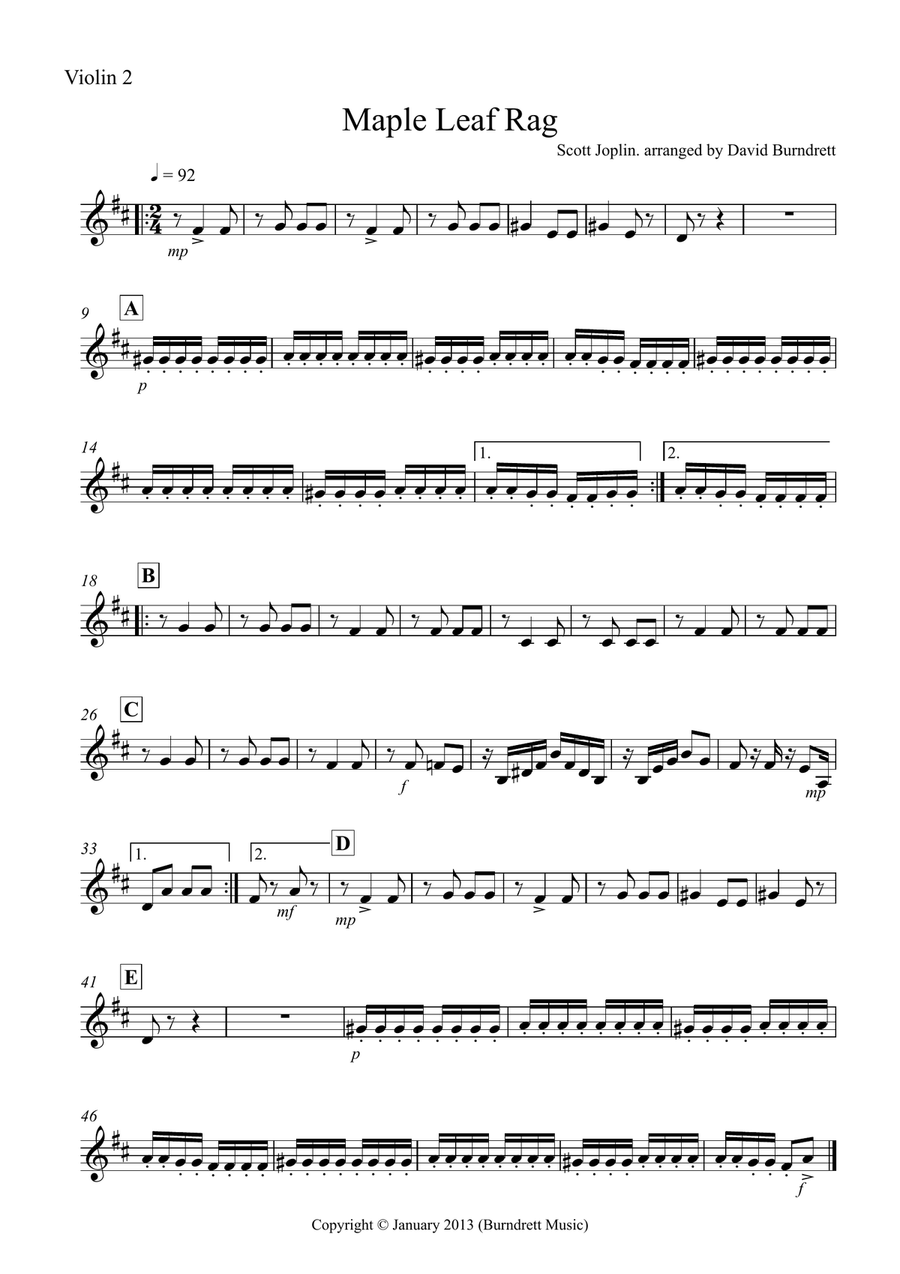 Maple Leaf Rag for String Orchestra String Quartet scores gallery preview page 5