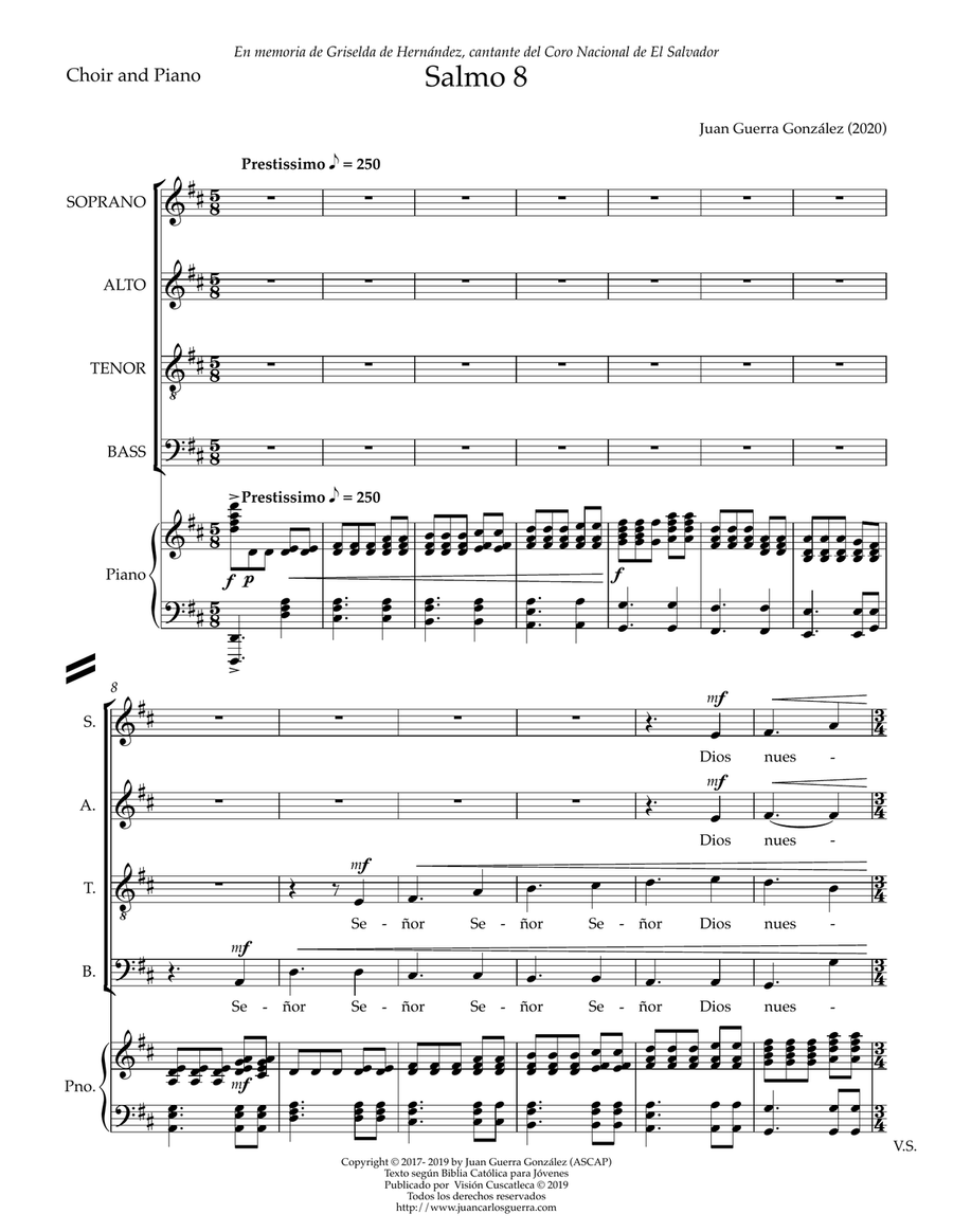 Salmo 8 (Partitura Coral - Choral Score) Divisi scores gallery preview page 6