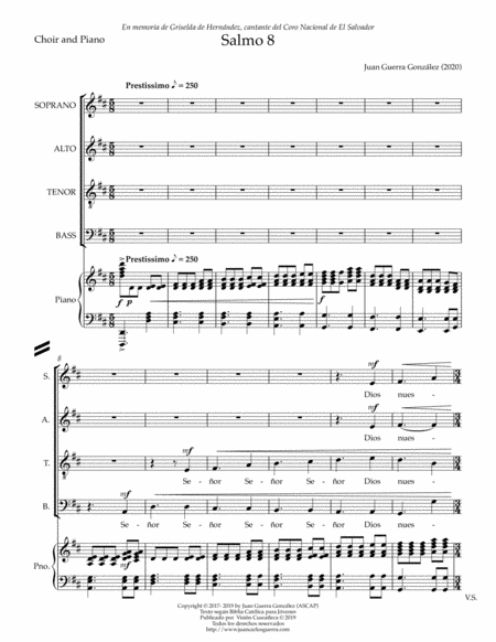 Salmo 8 (Partitura Coral - Choral Score)