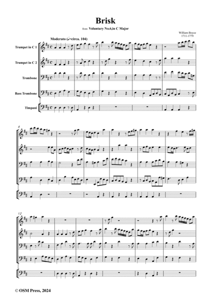 Boyce-Brisk,for Brass Quartet(2 Trumpets,2 Trombones and Timpani) image number null