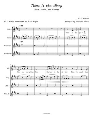 G. F. Handel (Easter Hymn) Thine Is the Glory Easy Arrangement for Voice, Violin, and Chimes