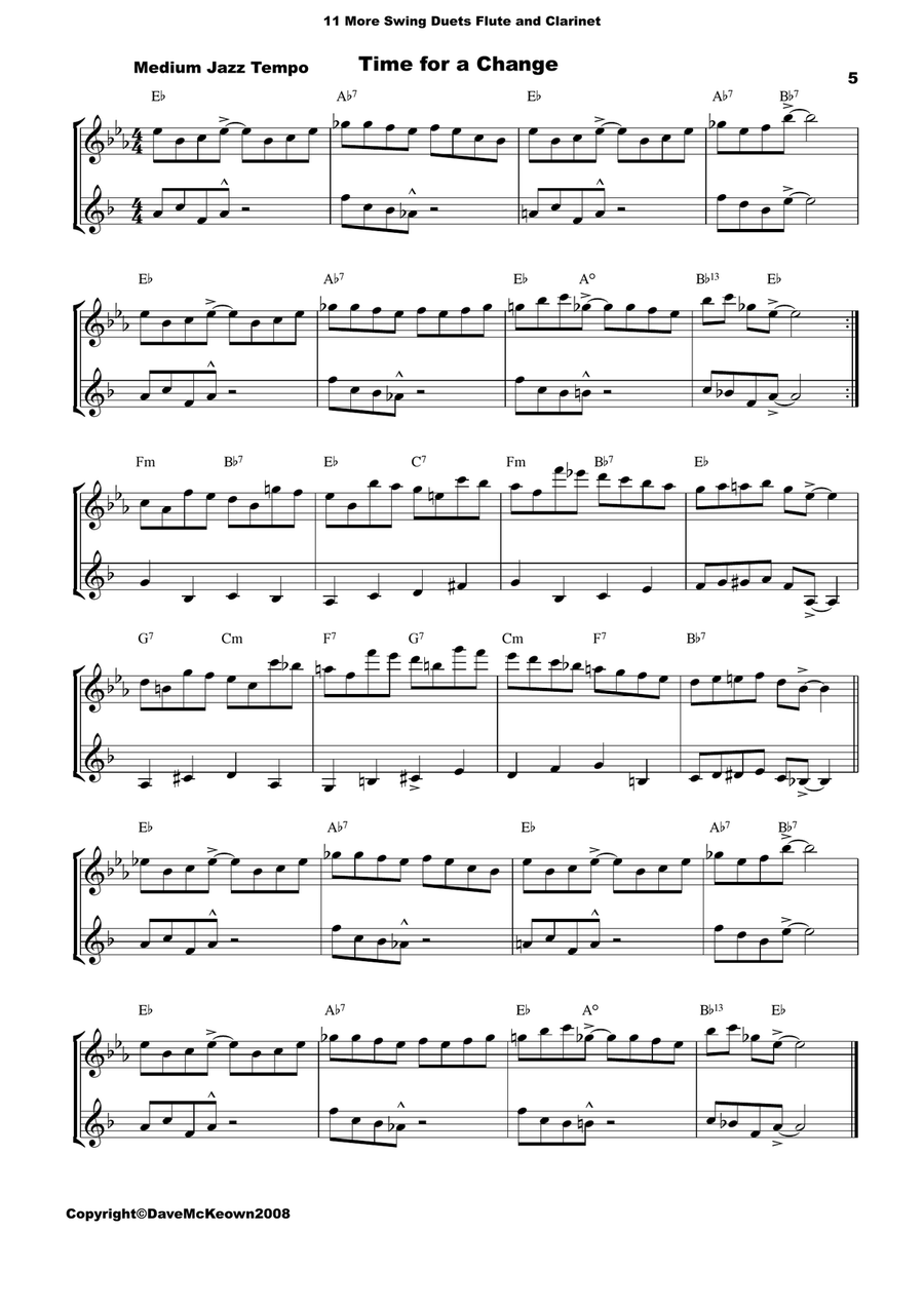 11 More Swing Duets for Flute and Clarinet Woodwind Duet scores gallery preview page 5