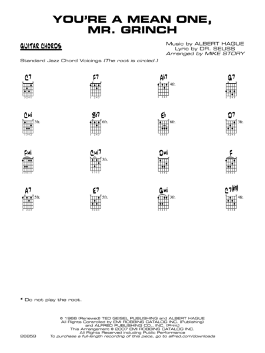 You're a Mean One, Mr. Grinch: Guitar Chords Jazz Ensemble scores gallery preview page 1