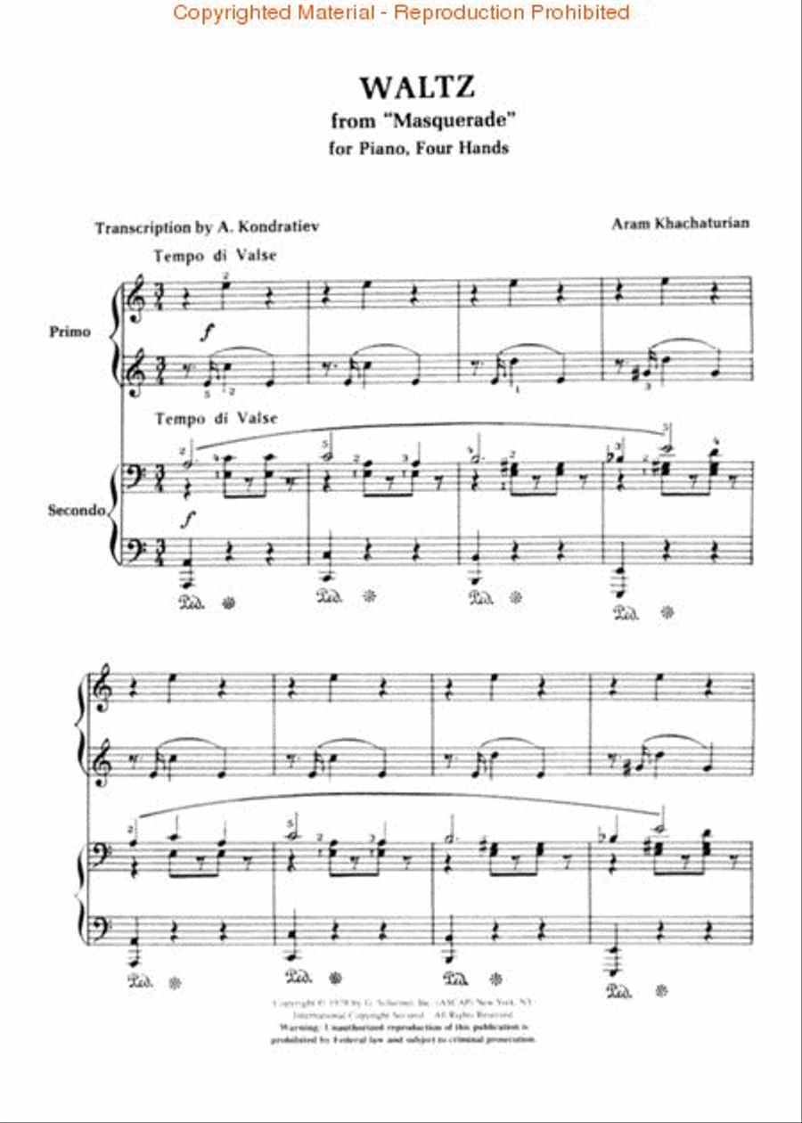 Waltz from Masquerade (VAAP Edition) Piano Duet scores gallery preview page 2