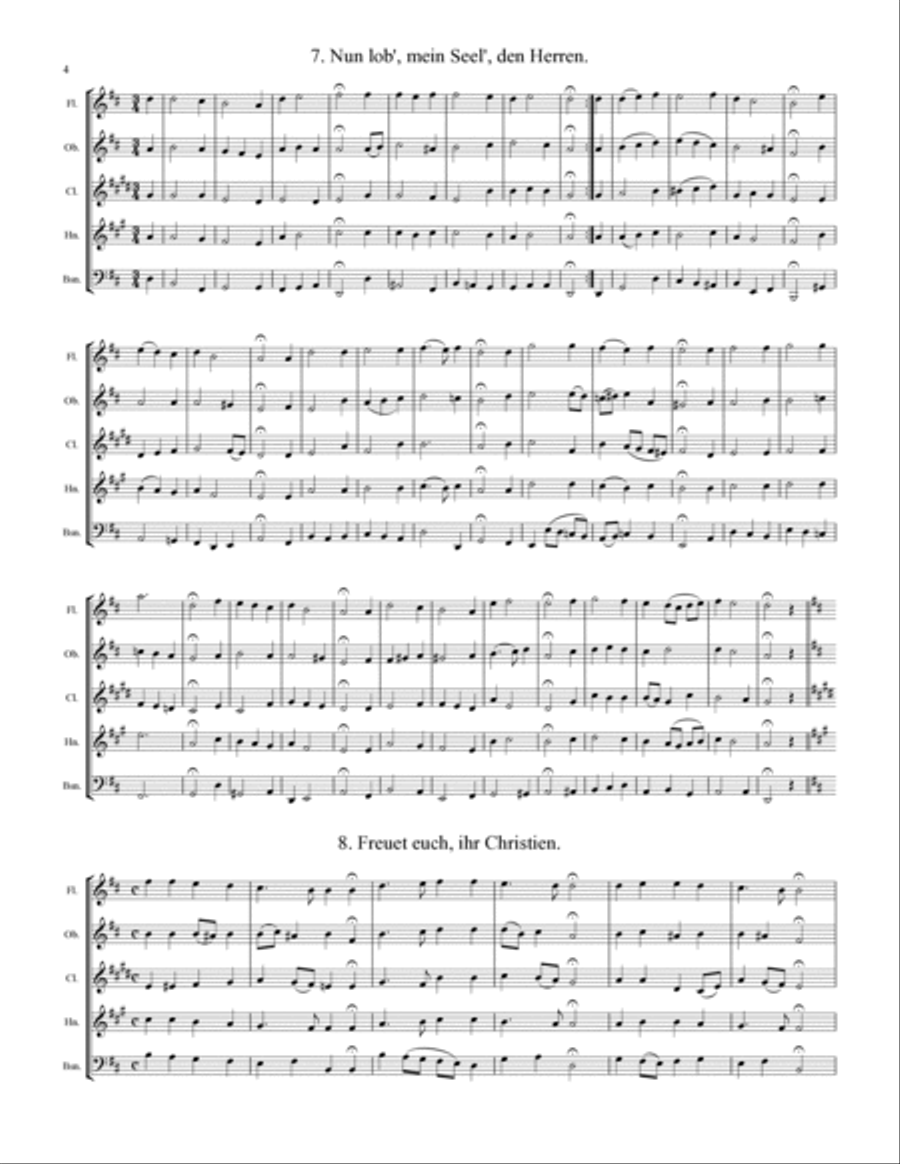 Bach Four-Part Chorales - 36 in Set (for Woodwind Quintet) image number null