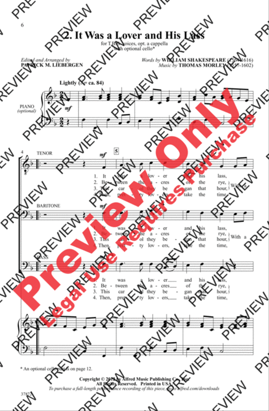 Two Morley Madrigals for Men Men's Choir scores gallery preview page 6
