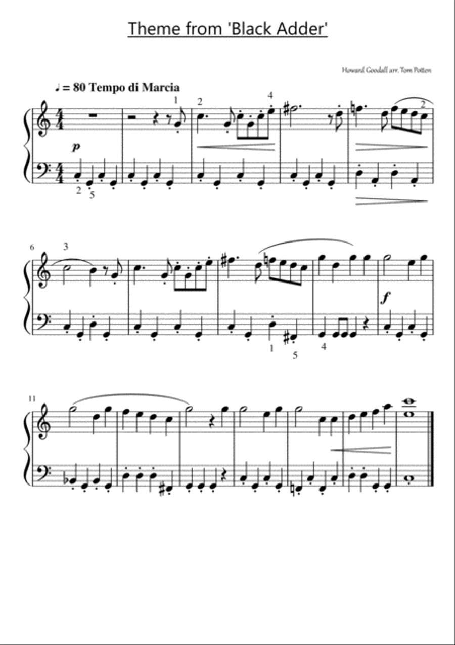 Blackadder Theme Easy Piano scores gallery preview page 1