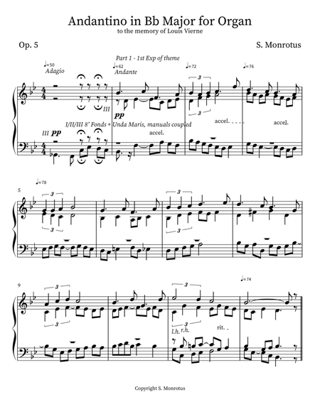 Andantino in Bb Major for Organ