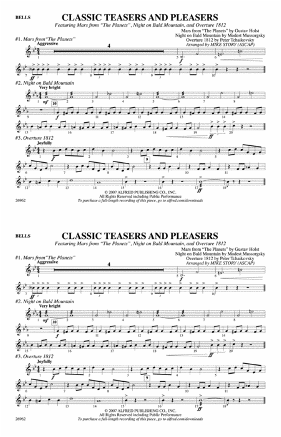 Classic Teasers and Pleasers: Bells Marching Band scores gallery preview page 1