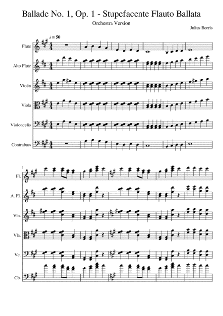 Ballad No. 1, Op. 1 - Stupefacente Flauto Ballata String Orchestra scores gallery preview page 1
