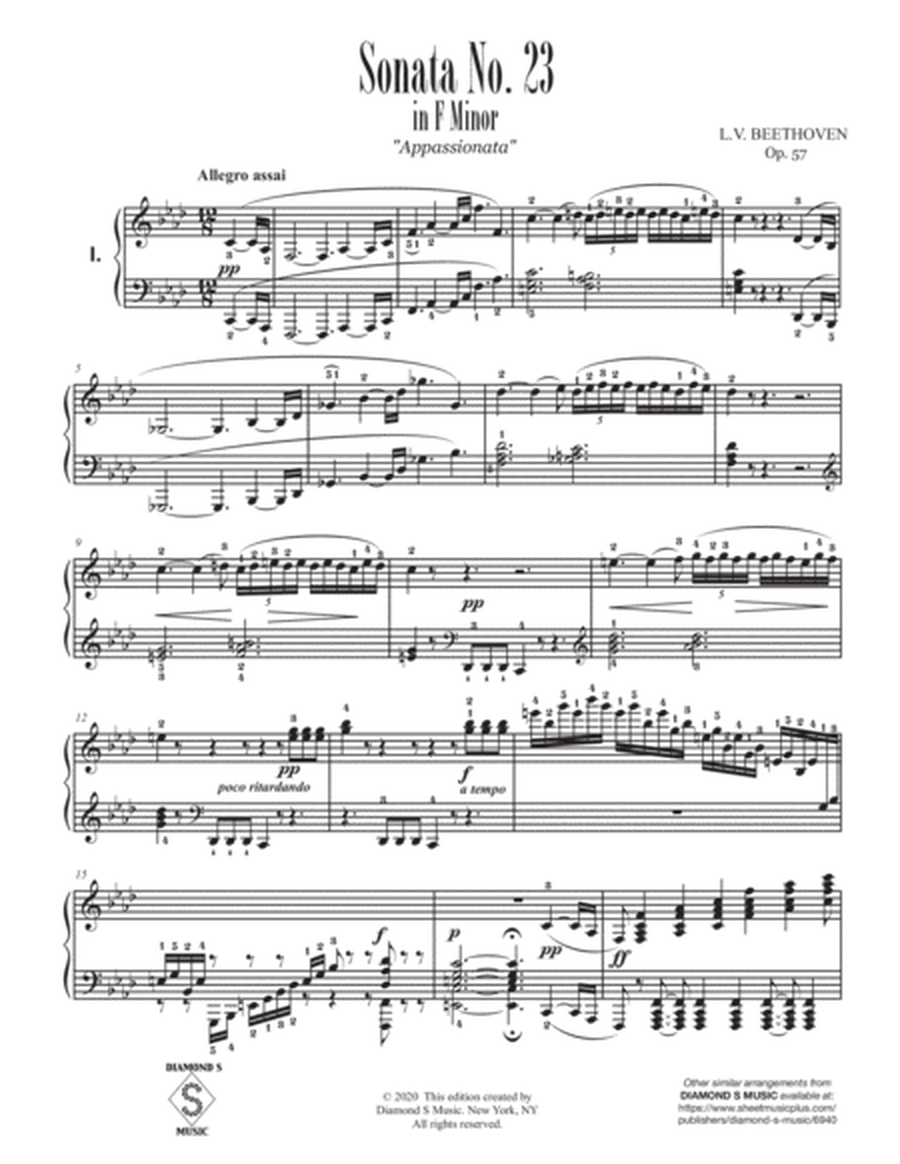 Piano Sonata No. 23, Op. 57 - APPASSIONATA - 1st Movement - Beethoven image number null