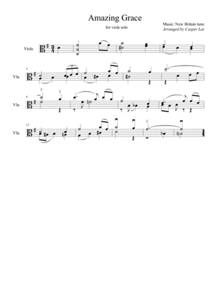 Amazing Grace arrangement for unaccompanied viola