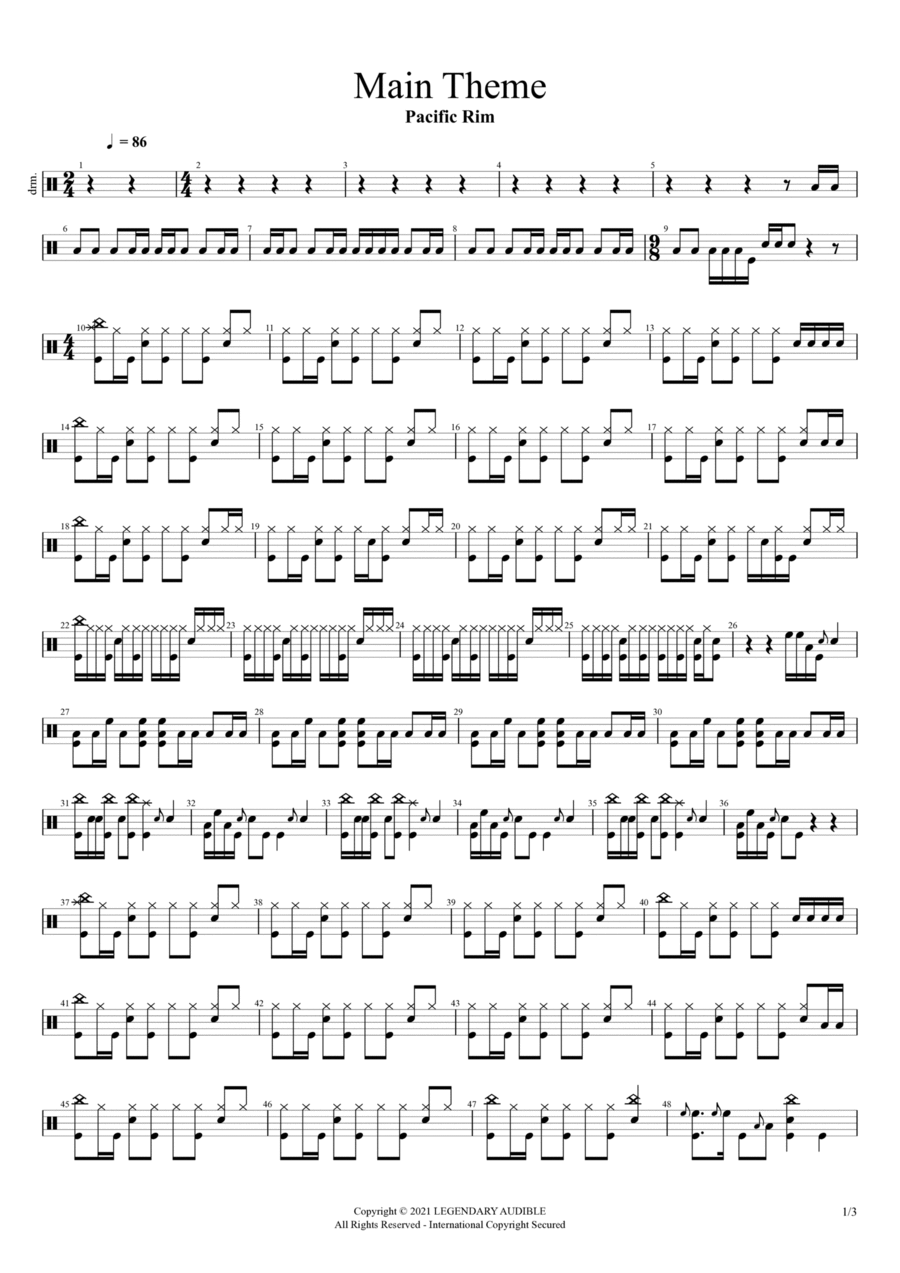 Pacific Rim: The Black - Main Title Theme Drum Set scores gallery preview page 1