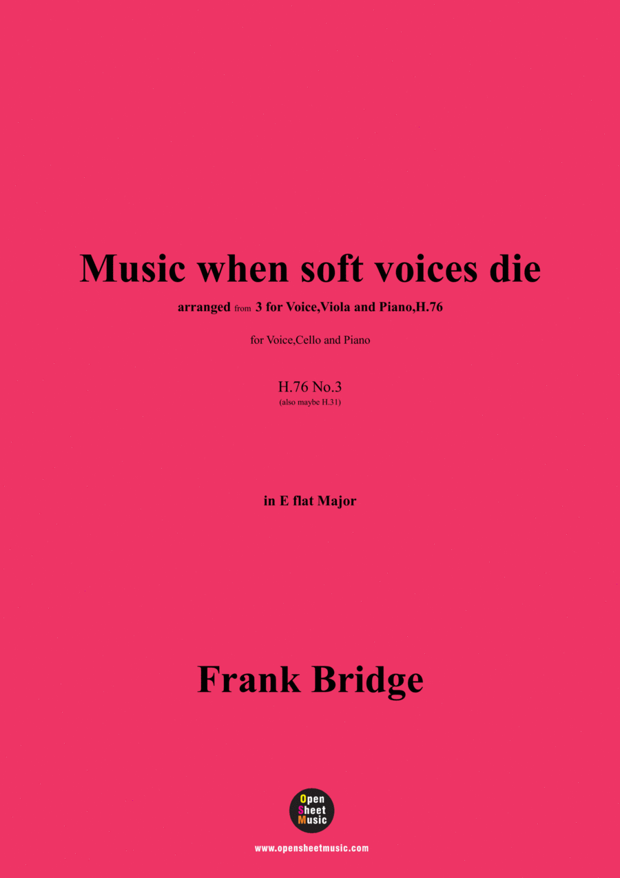 Frank Bridge-Music when soft voices die,in E flat Major,for Voice,Cello and Piano Small Ensemble scores gallery preview page 1