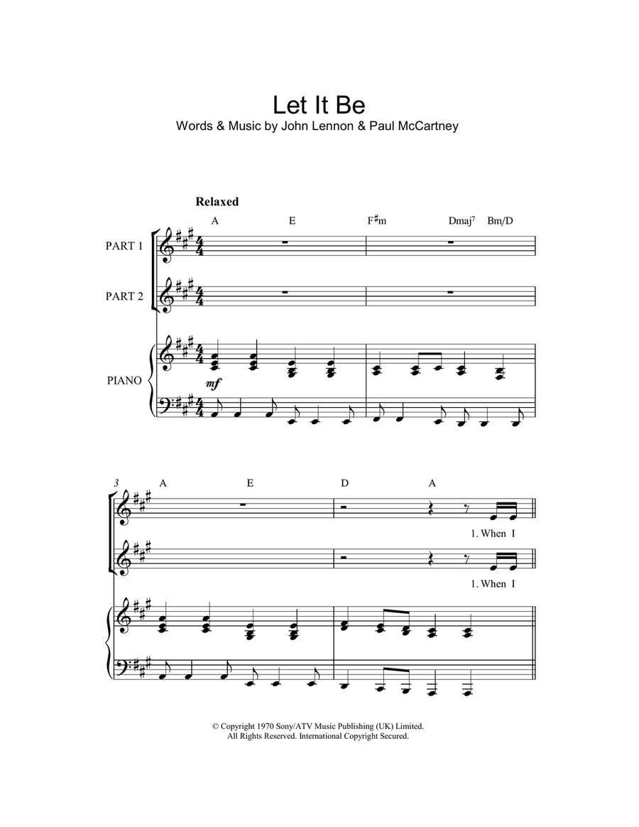 Let It Be (arr. Rick Hein) 2-Part scores gallery preview page 1