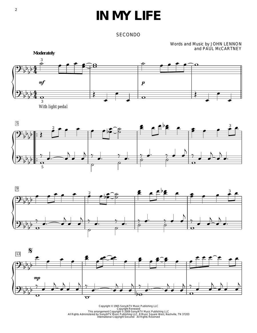In My Life Piano Duet scores gallery preview page 1