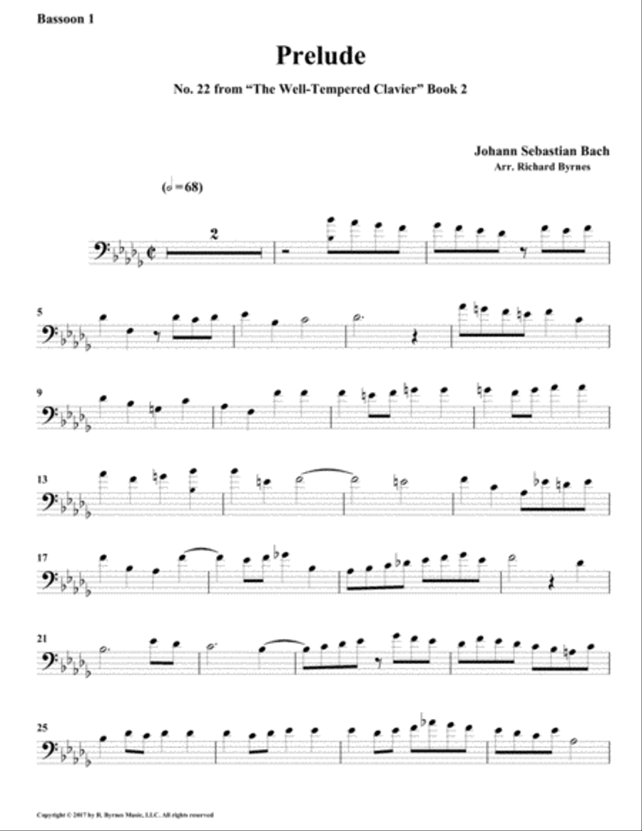 Prelude 22 from Well-Tempered Clavier, Book 2 (Bassoon Quartet) Bassoon Quartet scores gallery preview page 6