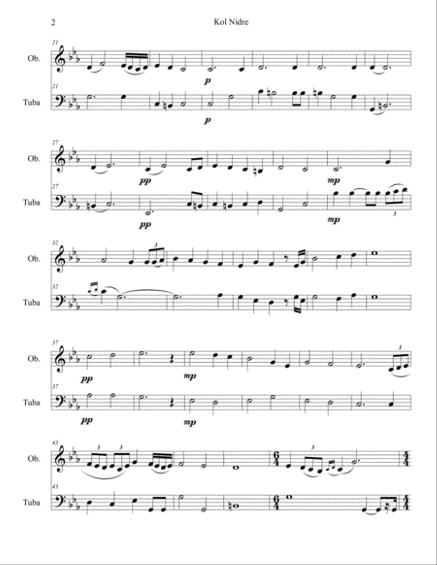 Kol Nidre Kol Nidre Oboe scores gallery preview page 2