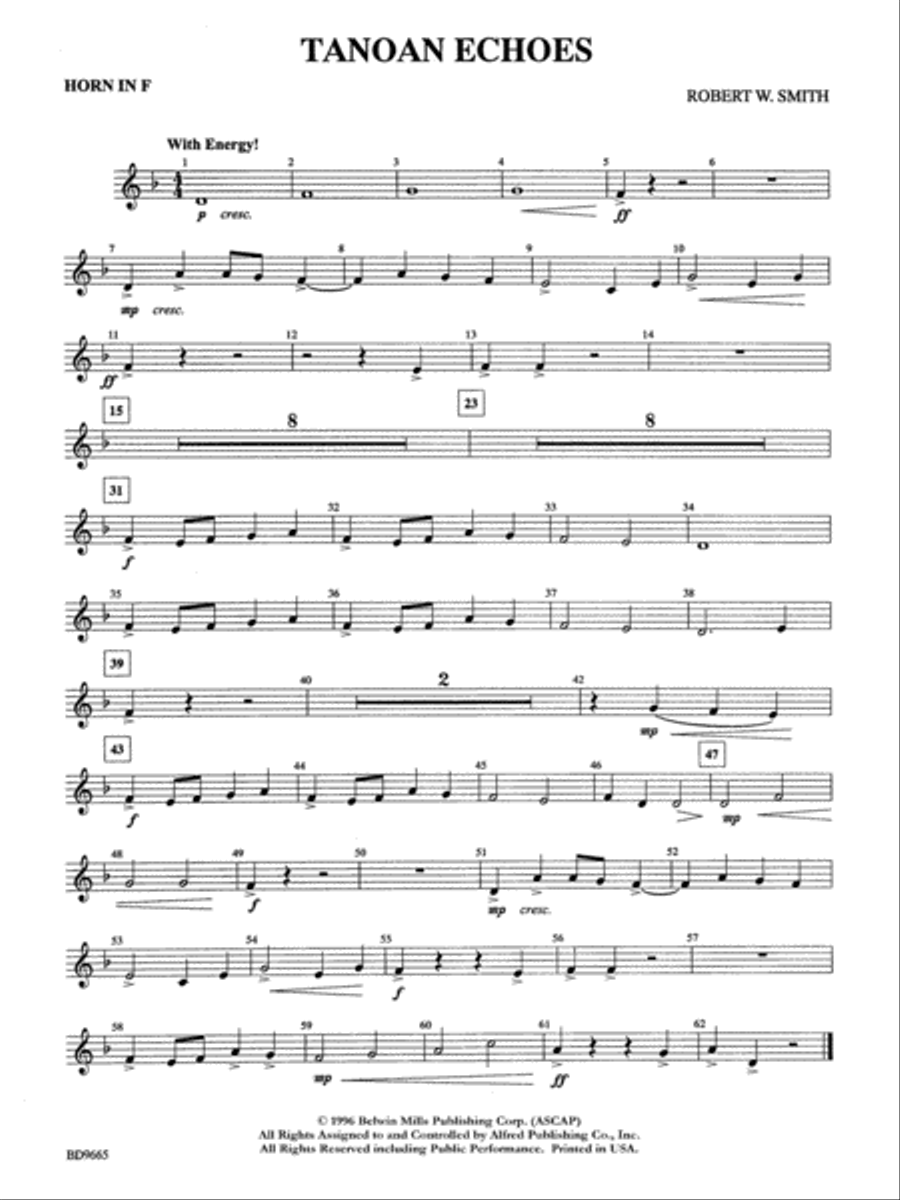 Tanoan Echoes: 1st F Horn Concert Band scores gallery preview page 1