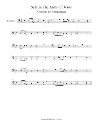 Book cover for Safe In The Arms Of Jesus (Easy key of C) - Trombone