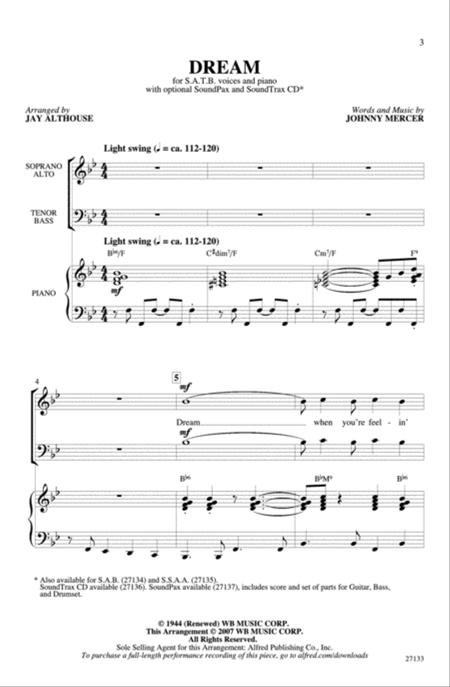 Dream Dream 4-Part scores gallery preview page 2